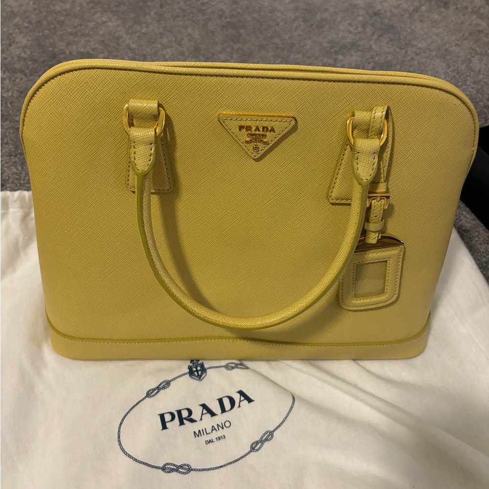 Prada Saffiano Shoulder Bag Yellow